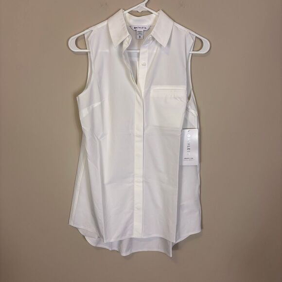 Athleta Tops - New Athleta White Collared Urbanite II Camisole Button Front Sleeveless Top XS